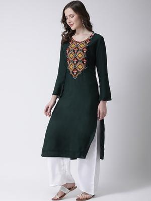 embroidered kurta palazzo set - 17413596 - Standard Image - 2
