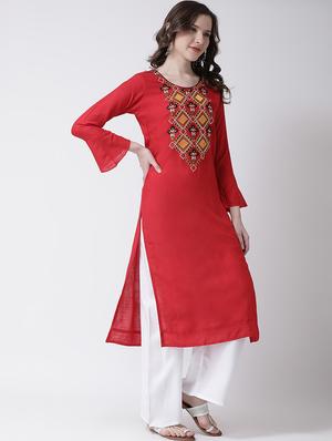 embroidered kurta palazzo set - 17413598 - Standard Image - 2