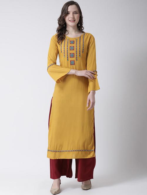 embroidered kurta palazzo set - 17413608 - Standard Image - 1