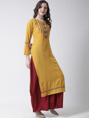 embroidered kurta palazzo set - 17413608 - Standard Image - 2