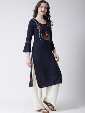 embroidered kurta palazzo set - 17413612 - Standard Image - 2