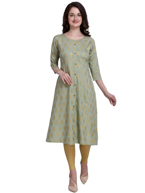 gold print a-line kurta - 17413617 - Standard Image - 1