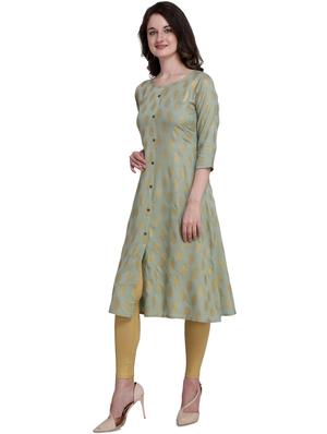 gold print a-line kurta - 17413617 - Standard Image - 2