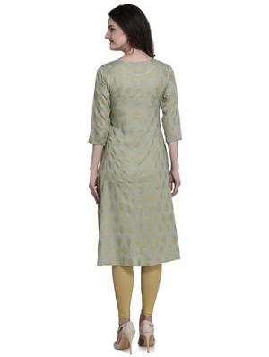 gold print a-line kurta - 17413617 - Standard Image - 3