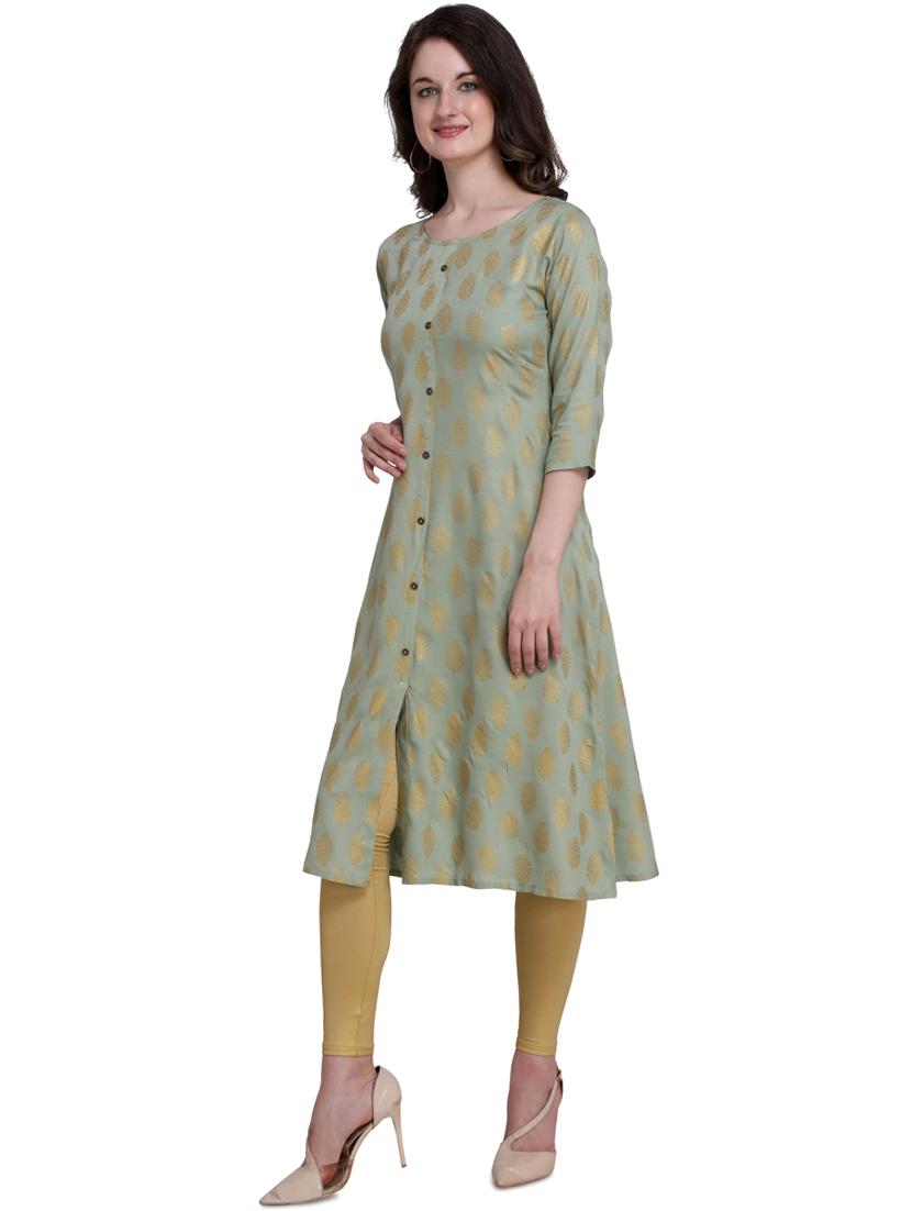 gold print a-line kurta - 17413617 - Zoom Image - 2