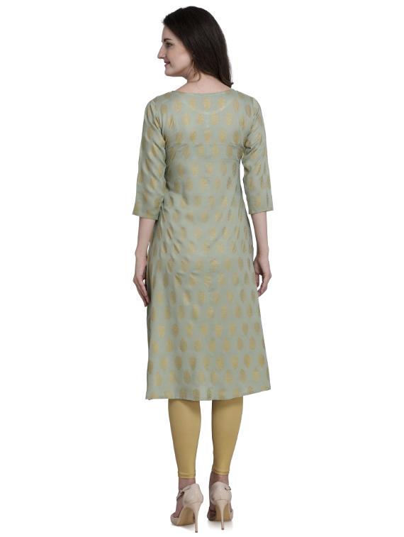 gold print a-line kurta - 17413617 - Zoom Image - 3