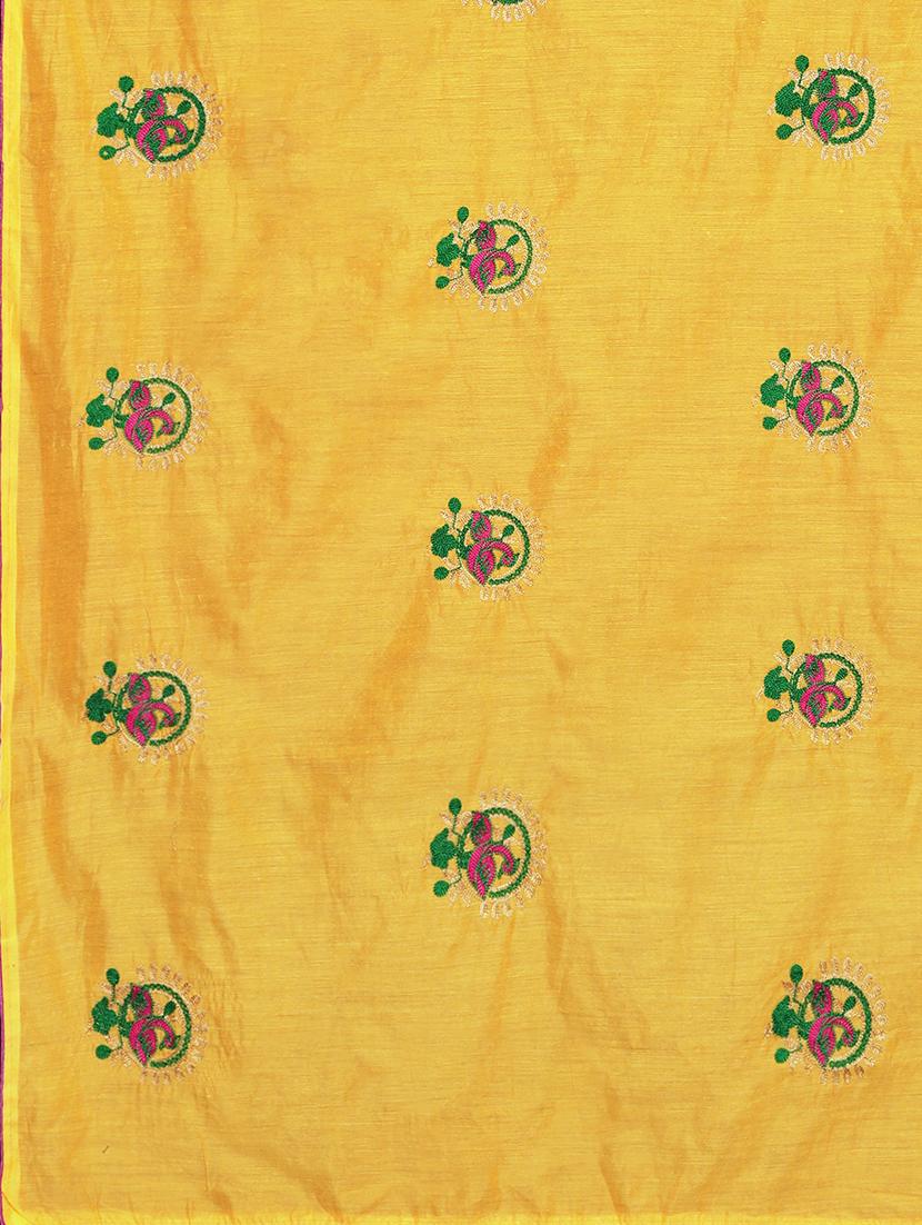 solid embroidered saree with blouse - 17413700 - Zoom Image - 5