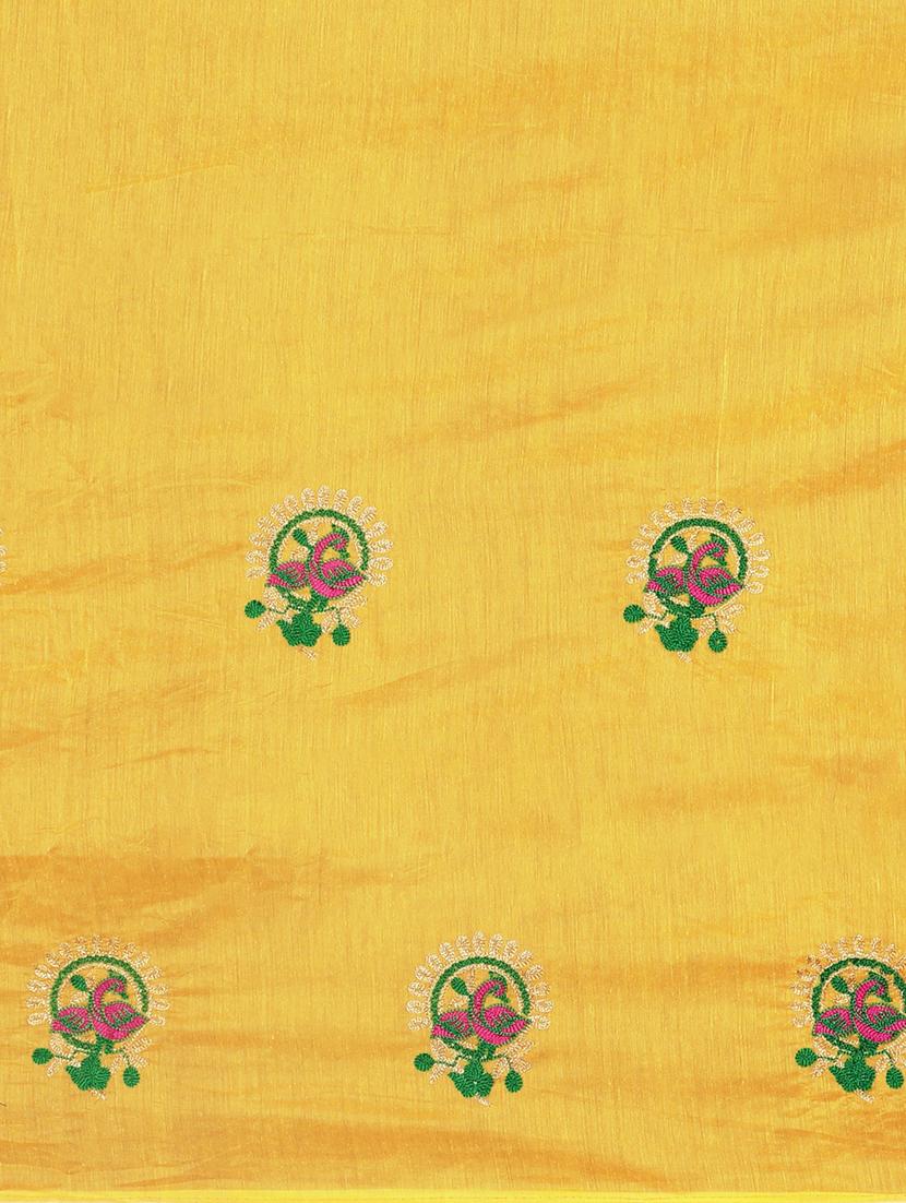solid embroidered saree with blouse - 17413700 - Zoom Image - 6