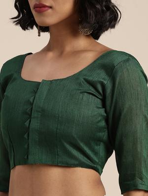 embroidered solid saree with blouse - 17413726 - Standard Image - 4