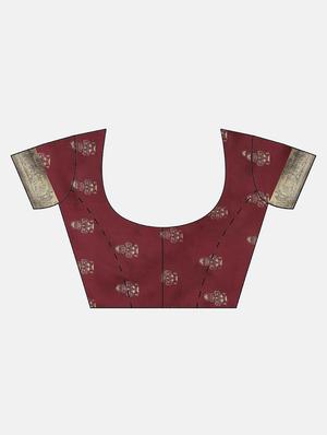 maroon silk blend mysore saree with blouse - 17413733 - Standard Image - 3