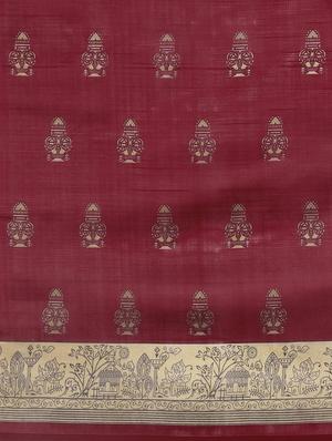 maroon silk blend mysore saree with blouse - 17413733 - Standard Image - 4
