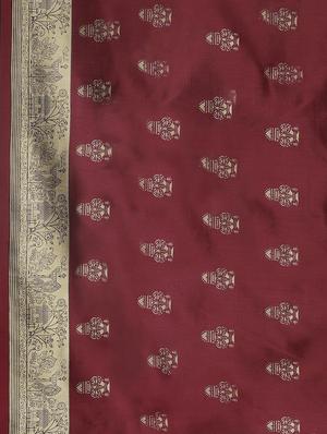 maroon silk blend mysore saree with blouse - 17413733 - Standard Image - 6