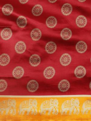 maroon silk blend mysore saree with blouse - 17413753 - Standard Image - 4