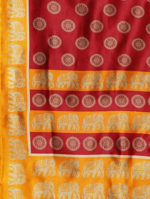 maroon silk blend mysore saree with blouse - 17413753 - Standard Image - 5