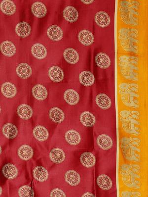 maroon silk blend mysore saree with blouse - 17413753 - Standard Image - 6