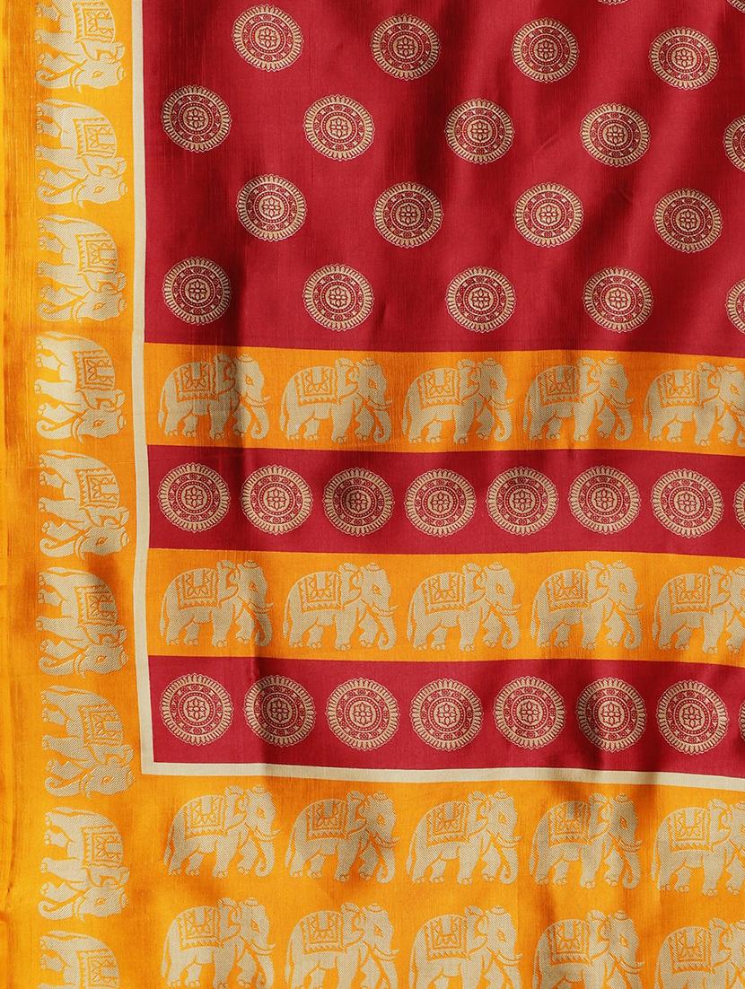 maroon silk blend mysore saree with blouse - 17413753 - Zoom Image - 5