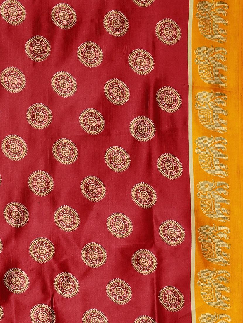 maroon silk blend mysore saree with blouse - 17413753 - Zoom Image - 6