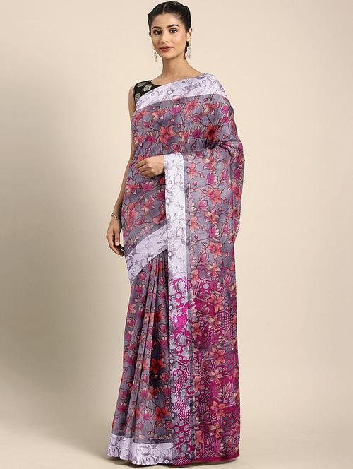 floral mysore silk saree with blouse - 17413773 - Standard Image - 1