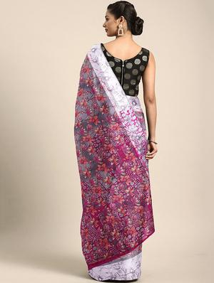 floral mysore silk saree with blouse - 17413773 - Standard Image - 2