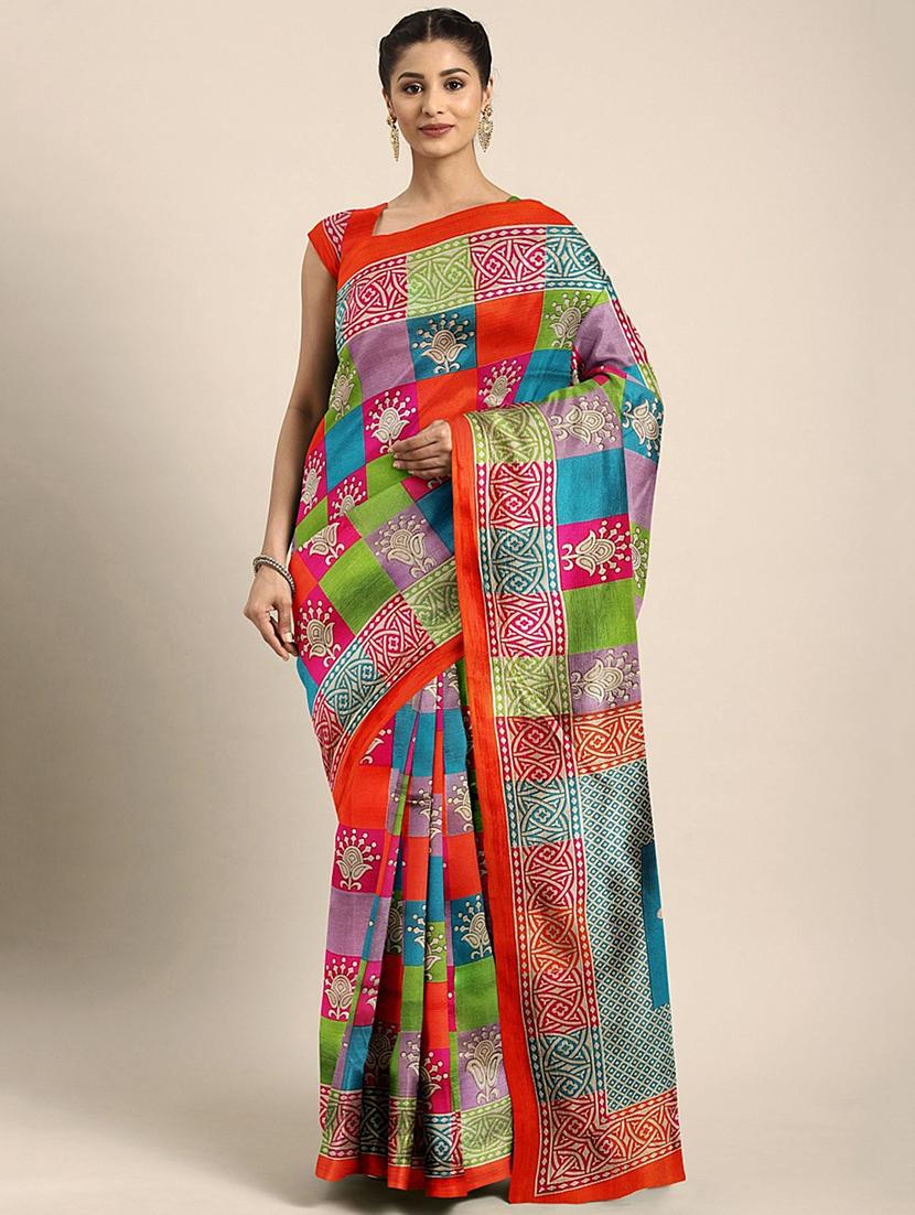 checkered mysore silk saree with blouse - 17413783 - Zoom Image - 1
