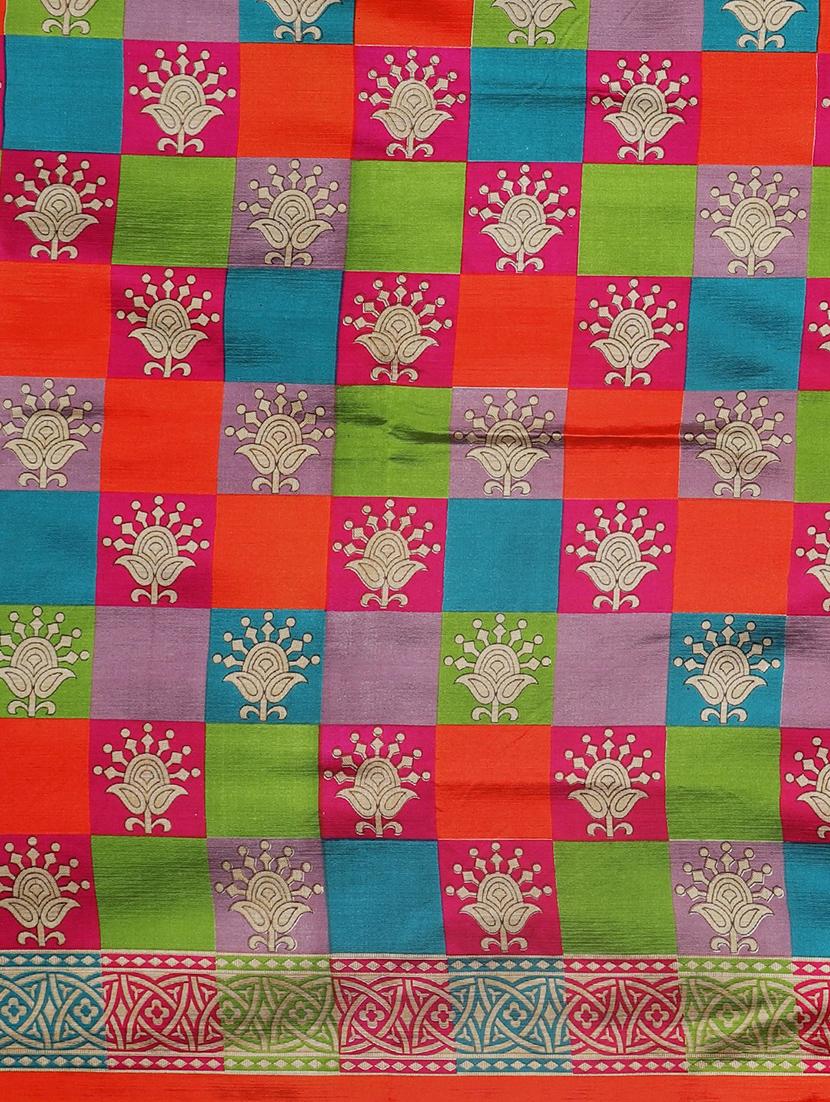 checkered mysore silk saree with blouse - 17413783 - Zoom Image - 4