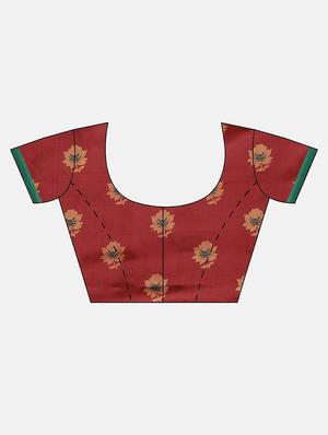 maroon silk blend mysore saree with blouse - 17413785 - Standard Image - 3