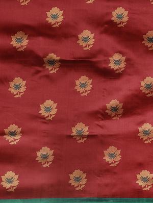 maroon silk blend mysore saree with blouse - 17413785 - Standard Image - 4