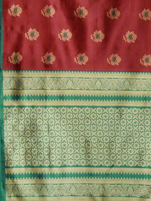 maroon silk blend mysore saree with blouse - 17413785 - Standard Image - 6