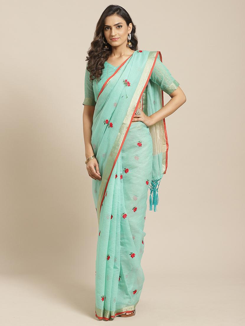 floral embroidered saree with blouse - 17413904 - Zoom Image - 1