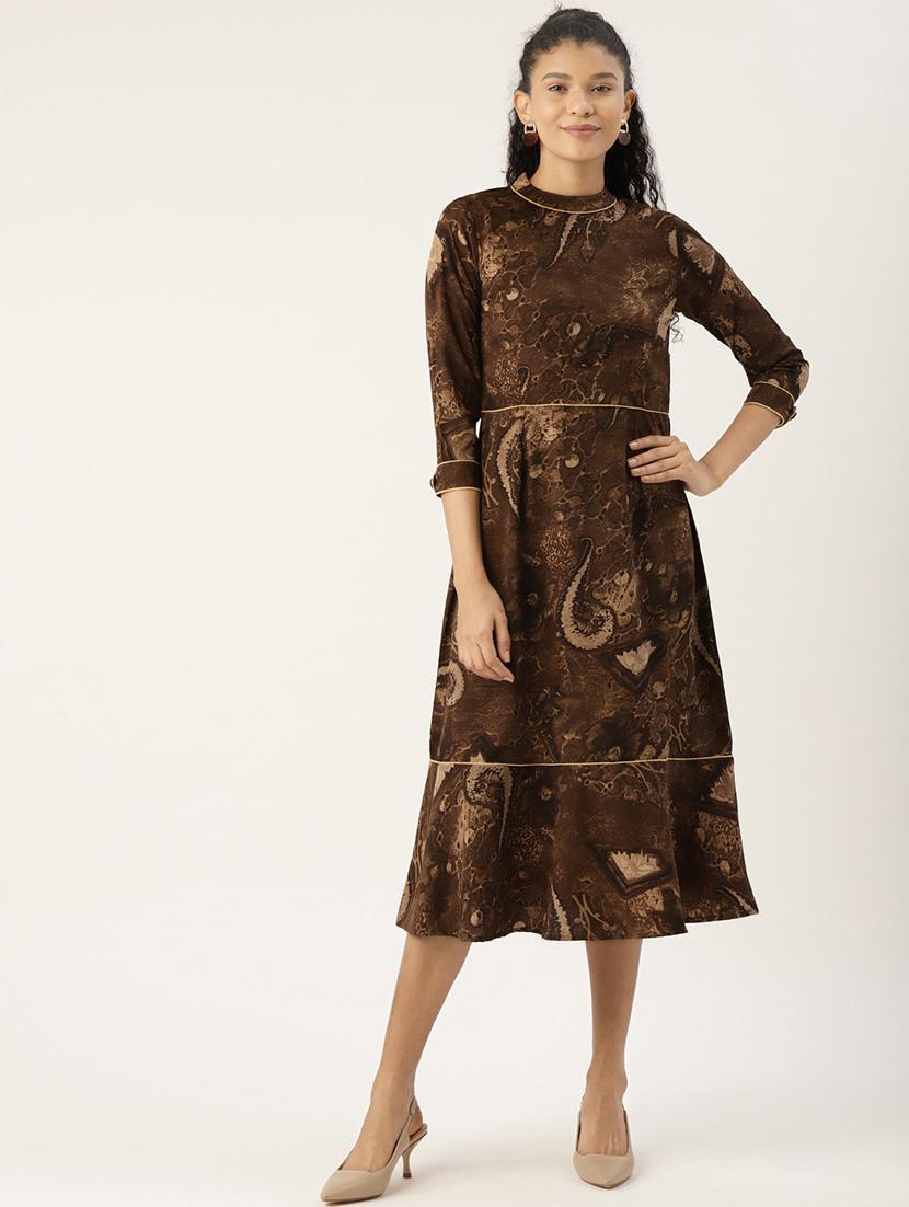 crew neck printed a-line dress - 17413918 - Zoom Image - 1