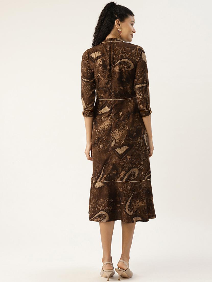 crew neck printed a-line dress - 17413918 - Zoom Image - 3