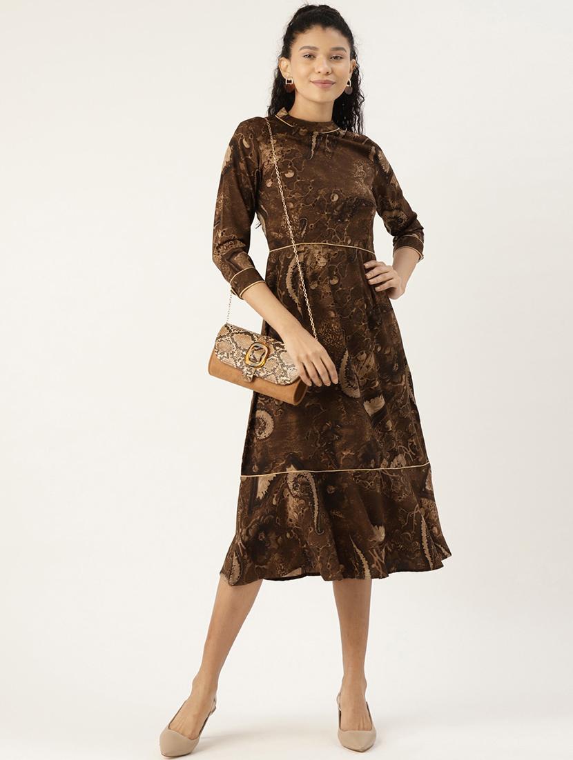 crew neck printed a-line dress - 17413918 - Zoom Image - 4