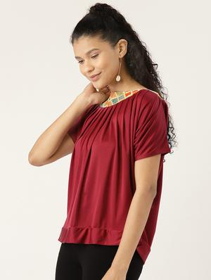 boat neck pleated top - 17413922 - Standard Image - 2