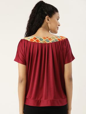 boat neck pleated top - 17413922 - Standard Image - 3