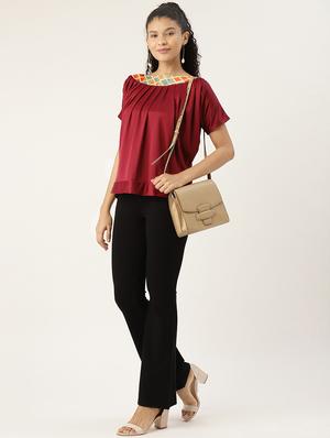 boat neck pleated top - 17413922 - Standard Image - 4