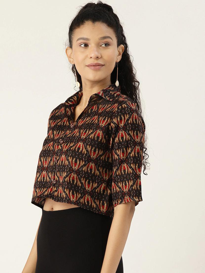 shirt collar crop top - 17413923 - Zoom Image - 2