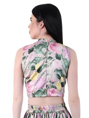 mandarin neck floral crop top - 17414030 - Standard Image - 3