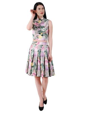 mandarin neck floral crop top - 17414030 - Standard Image - 4