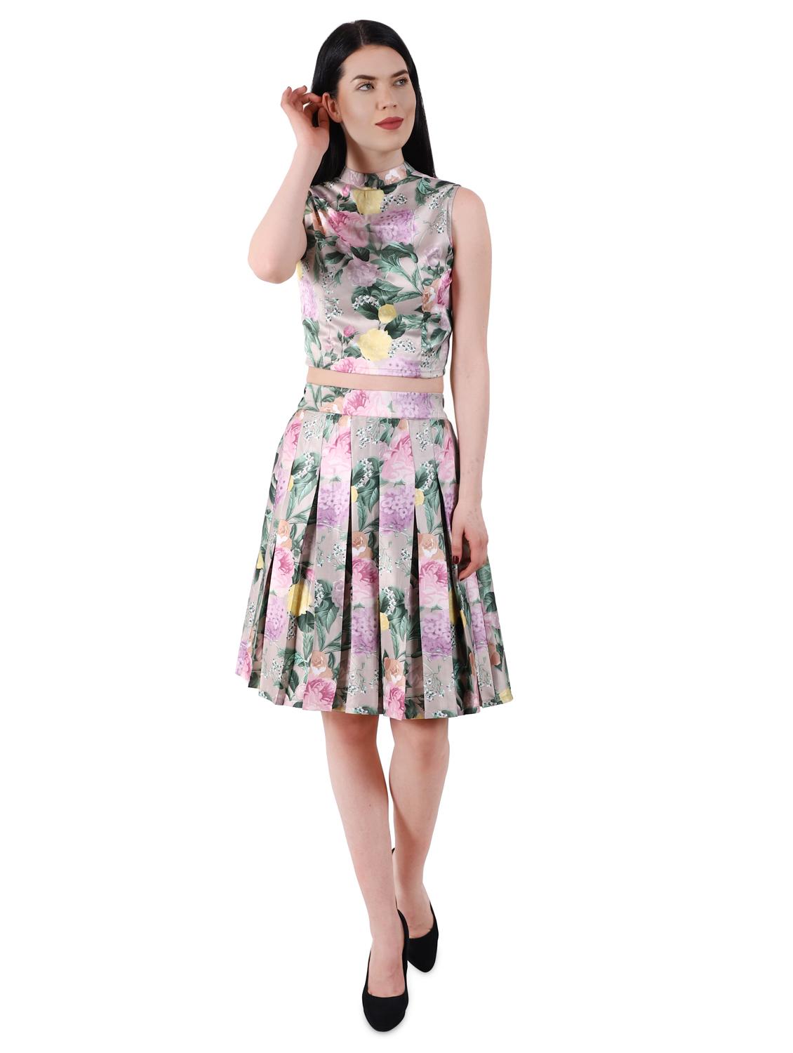 mandarin neck floral crop top - 17414030 - Zoom Image - 4