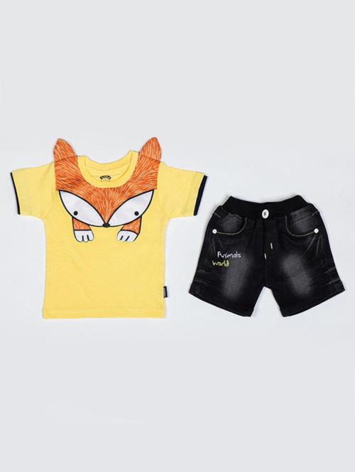 yellow cotton blend shorts set - 17414304 - Standard Image - 1