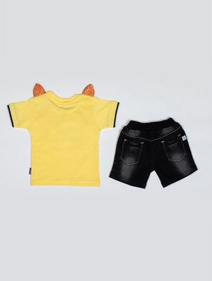 yellow cotton blend shorts set - 17414304 - Standard Image - 2