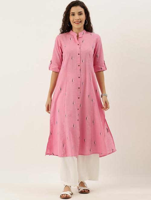 dobby work a-line kurta - 17414360 - Standard Image - 1