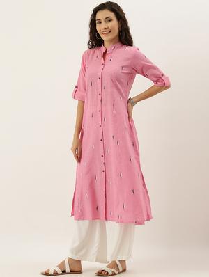 dobby work a-line kurta - 17414360 - Standard Image - 2