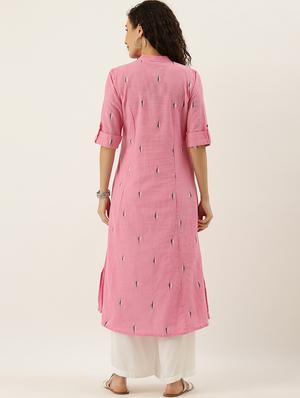 dobby work a-line kurta - 17414360 - Standard Image - 3
