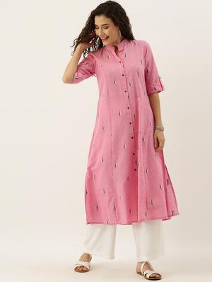 dobby work a-line kurta - 17414360 - Standard Image - 4