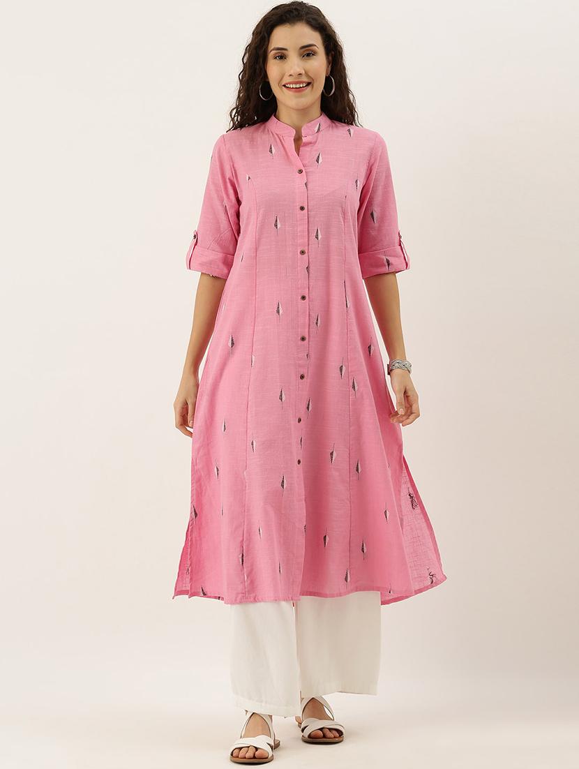 dobby work a-line kurta - 17414360 - Zoom Image - 1