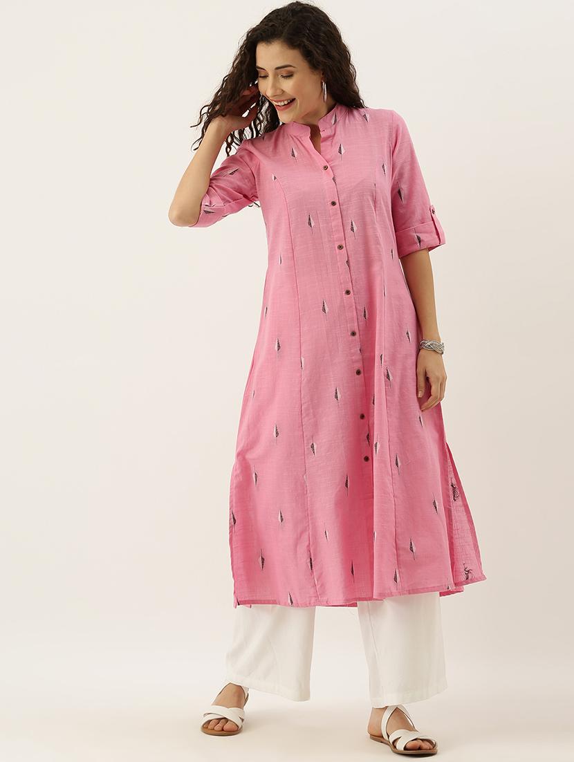 dobby work a-line kurta - 17414360 - Zoom Image - 4