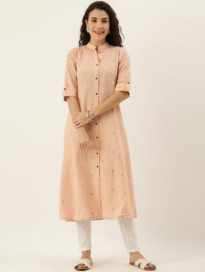 dobby work a-line kurta - 17414363 - Standard Image - 4