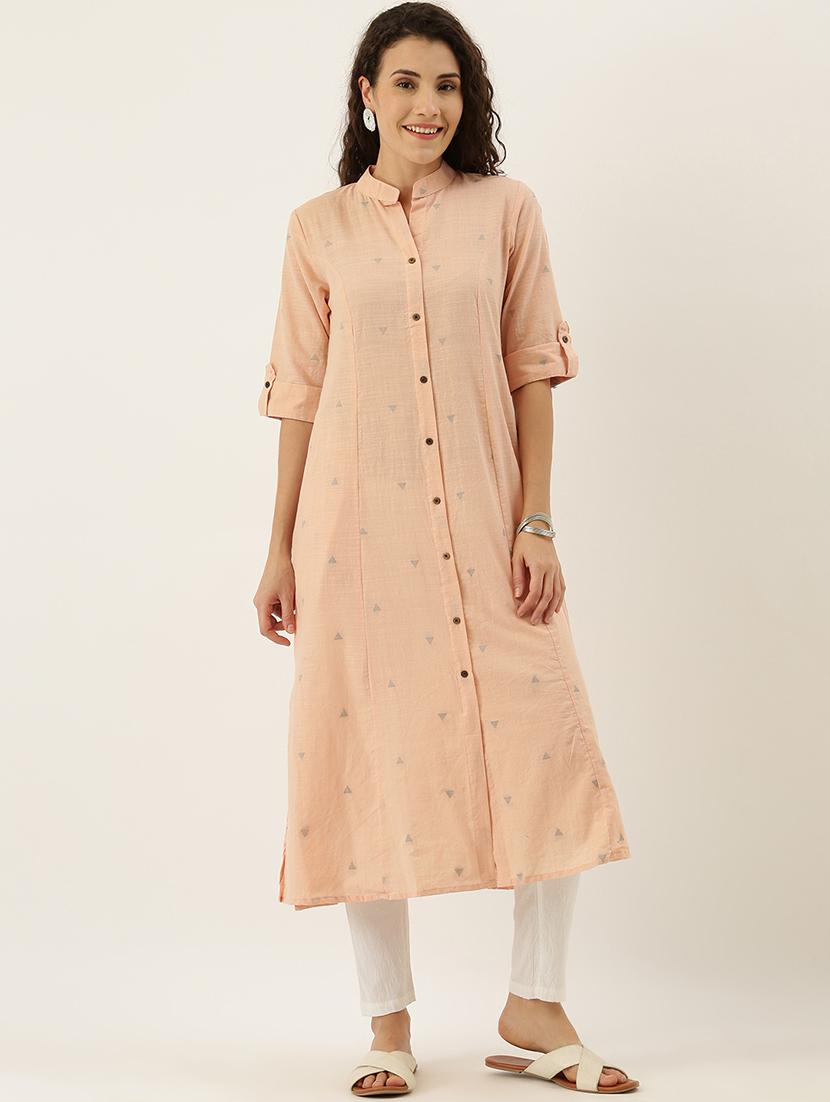 dobby work a-line kurta - 17414363 - Zoom Image - 1