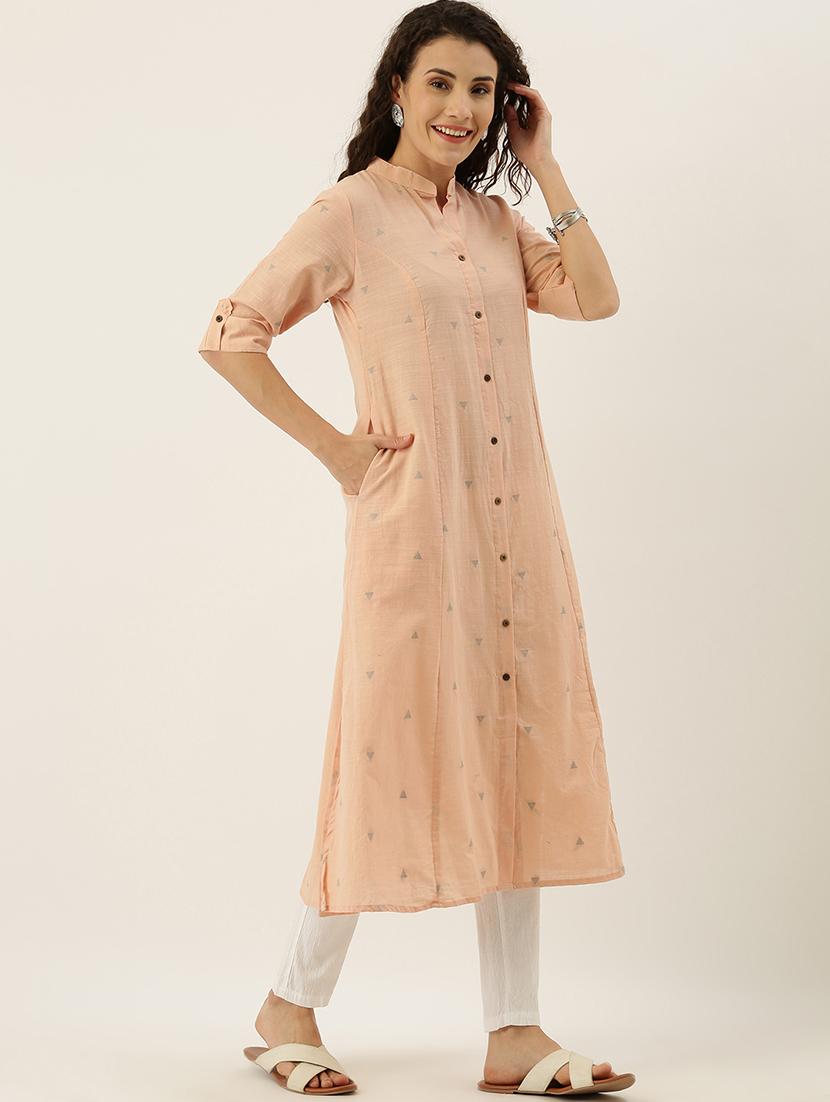 dobby work a-line kurta - 17414363 - Zoom Image - 2